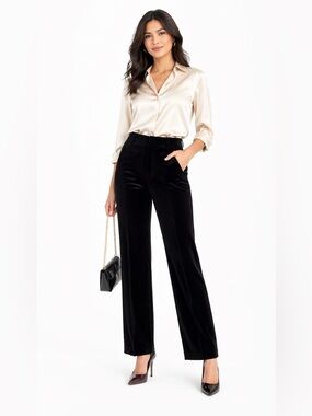 Talbots Classic Black Velvet Straight Leg Pants
